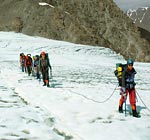 Ледник Минджилки перед седловиной перевала Иссык-Ата