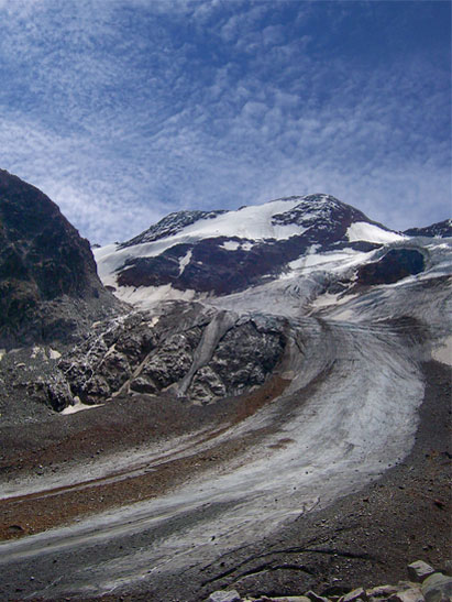 Вид на ледник Зексегертенфернер и пик Южный Зексегертеншритце