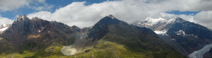 Вид с юго-запада на хребет Каунерграт в Эцтальских Альпах