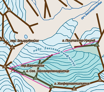 Поход в Альпы карта пика Северный Зексегертеншритце