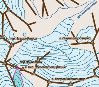 Поход в Альпы карта кулуара под перевалом Ваннетйох