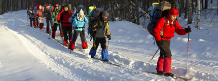 Туристы лыжники Нижегородского горного клуба в походе по Южному Уралу